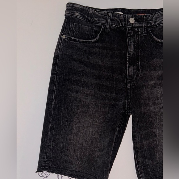 Anthropologie Pilcro women black bermuda hi rise jean shorts raw hem size 26 NWT - Picture 10 of 10